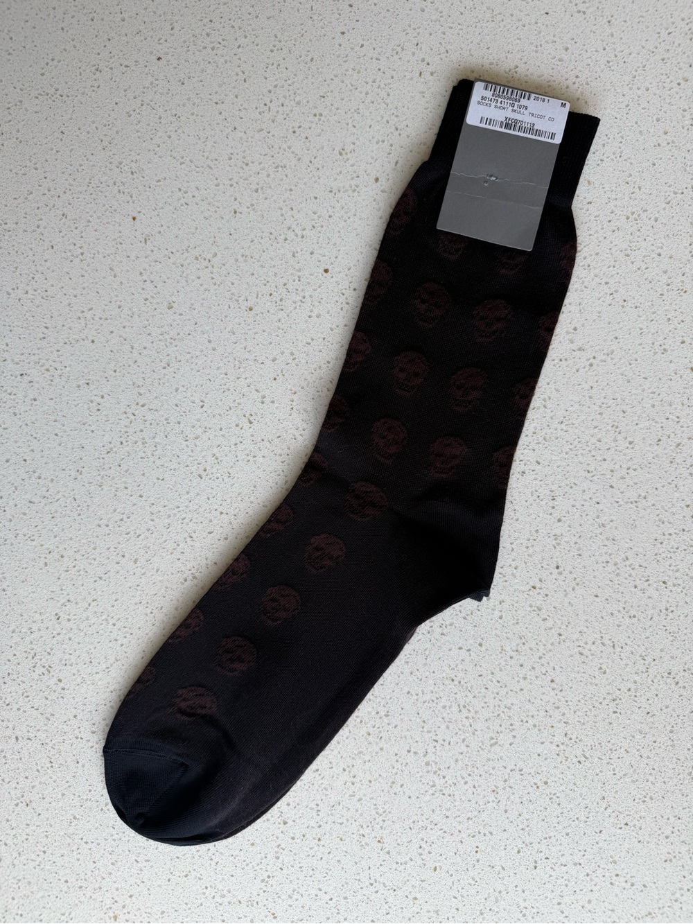 Alexander McQueen Black Socks with Brown Skull Pattern